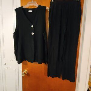 Clio Black Sleeveless Top Pantsuit Size Medium